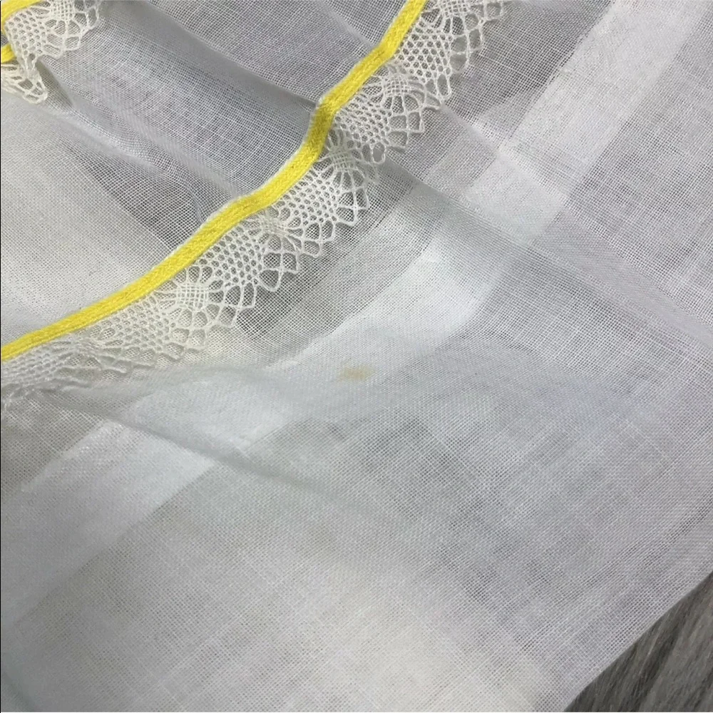 Ruth Of Carolina Vintage Girls White Yellow Black Striped Floral Dress